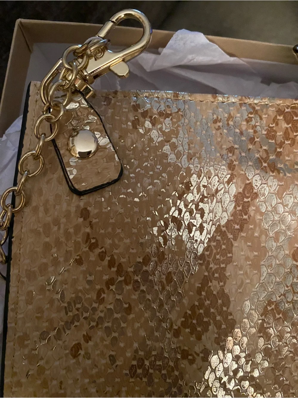 Tres Jolie Accessories Gold Sequin Crossbody with Chain Strap